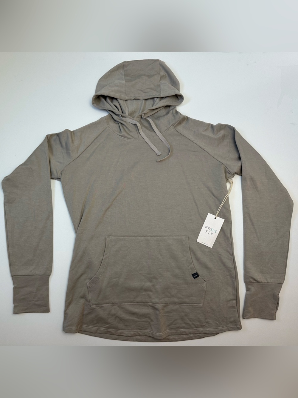Free Fly Apparel Women's Long Sleeve Hooded Tee in Taupe